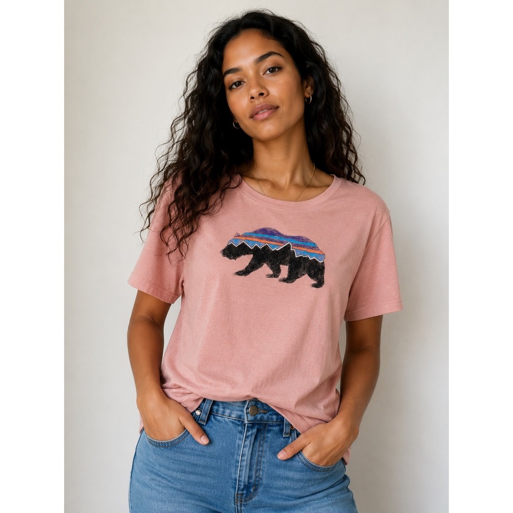 Patagonia Dusty Rose Graphic Bear Short Sleeve Tee